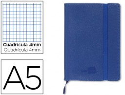 Libreta encolada Liderpapel simil piel A5 120h 70g/m² c/4mm. azul
